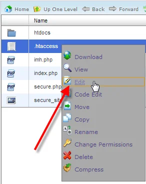 ویرایش فایل htaccess.