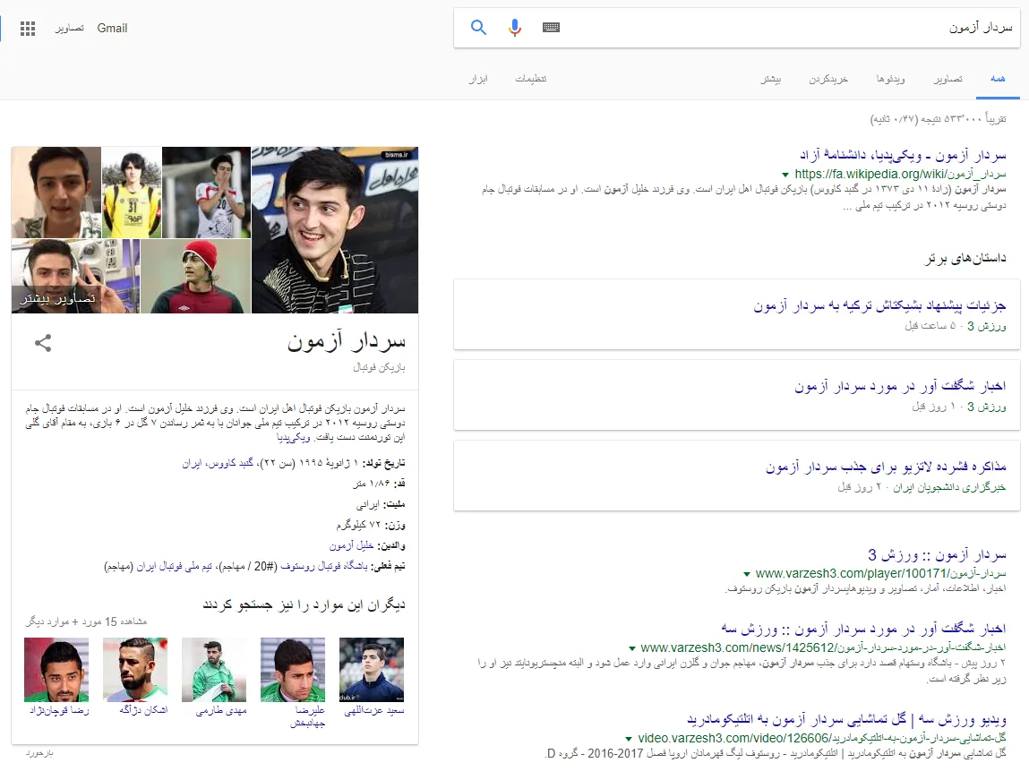 نمونه‌ای از Knowledge Graph در وب فارسی