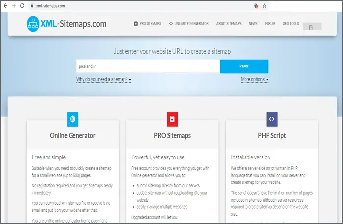ابزار xml-sitemaps
