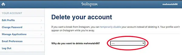 دیلیت اکانت اینستاگرام برای همیشه