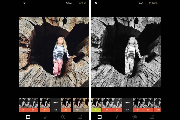 یکی از بهترین اپلیکیشنهای ویرایش تصویر VSCO است.
